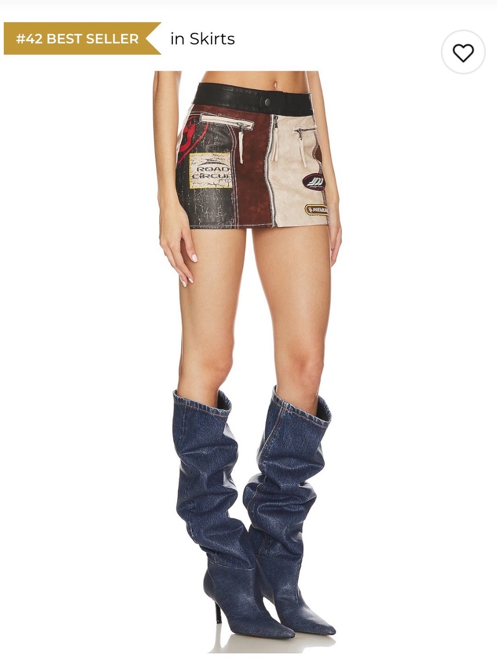 Jaded London Brown Black Patchwork Mini Skirt with Patches - Picture 4 of 5